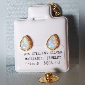 Opal Teardrop .925 Sterling Silver 18k Gold Vermeil Earrings